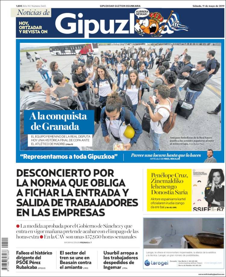 Portada de Noticias de Gipuzkoa (España)