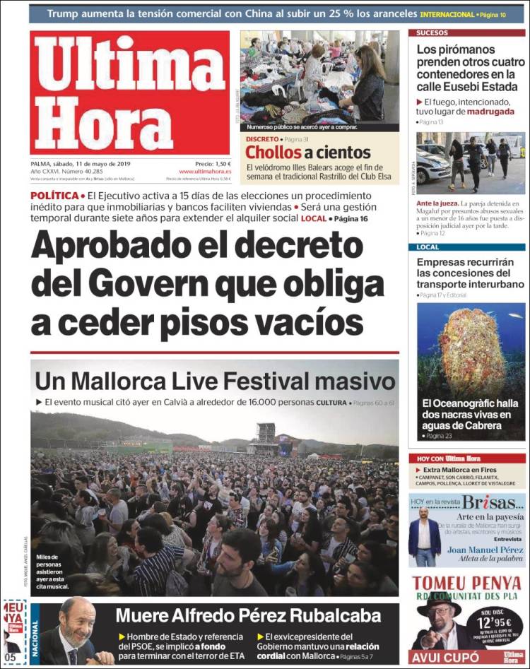 Portada de Última Hora (España)