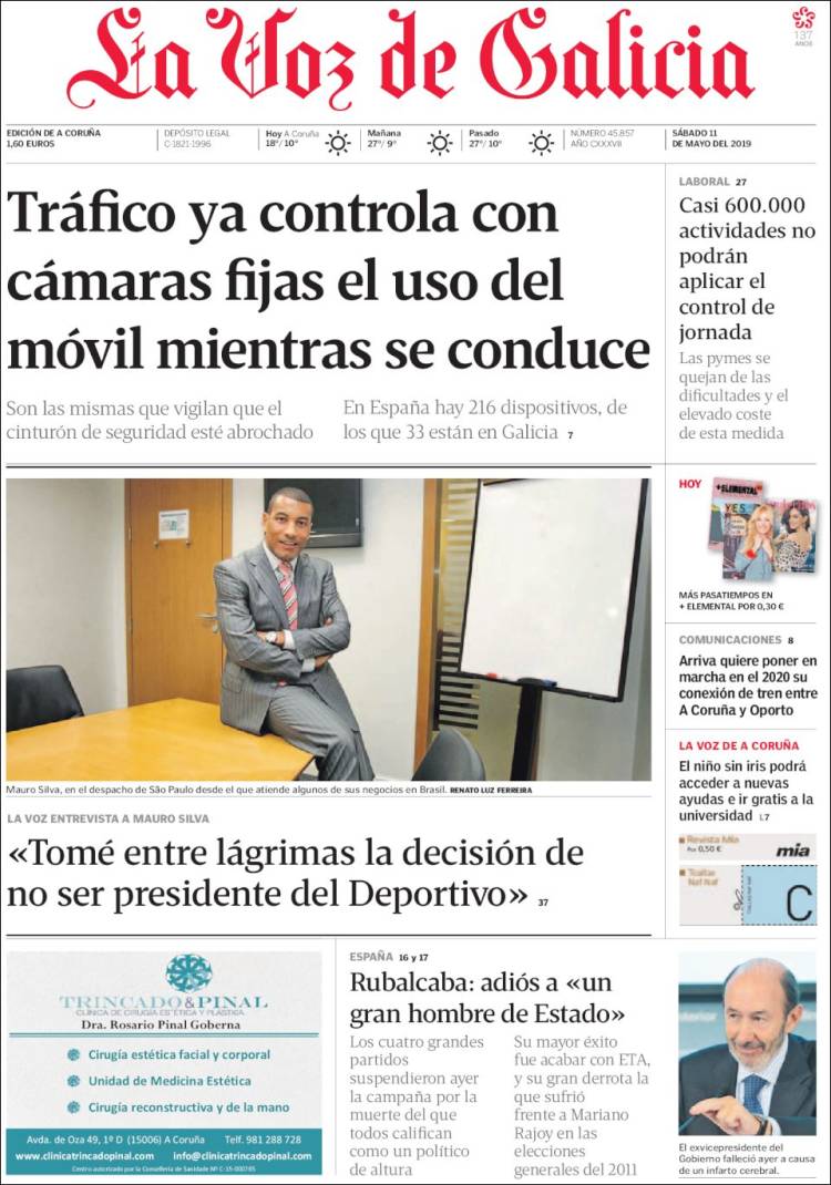 Portada de La Voz de Galicia (España)