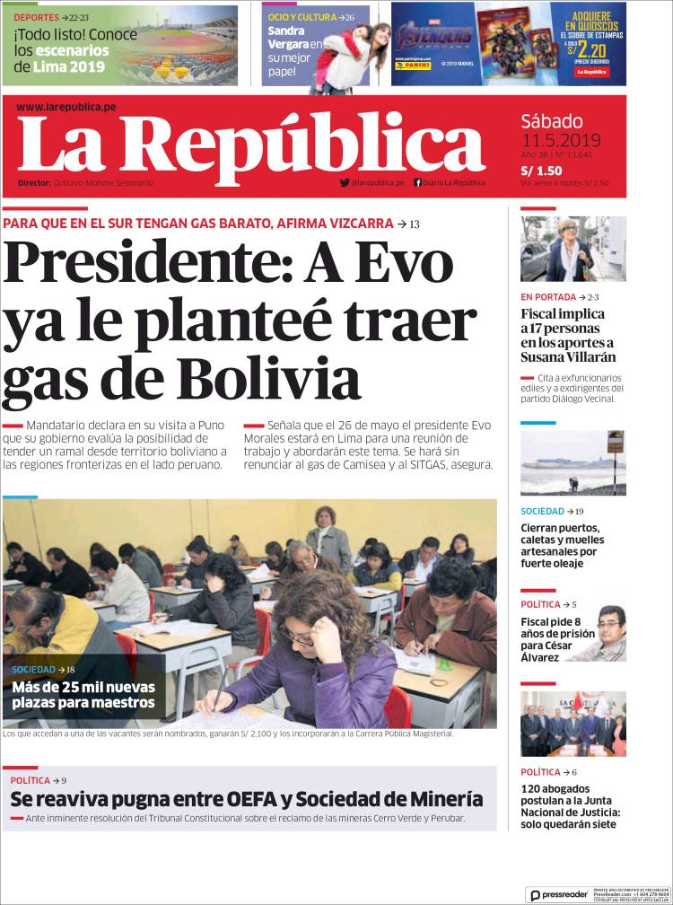 Portada de La Republica (PerÃº)