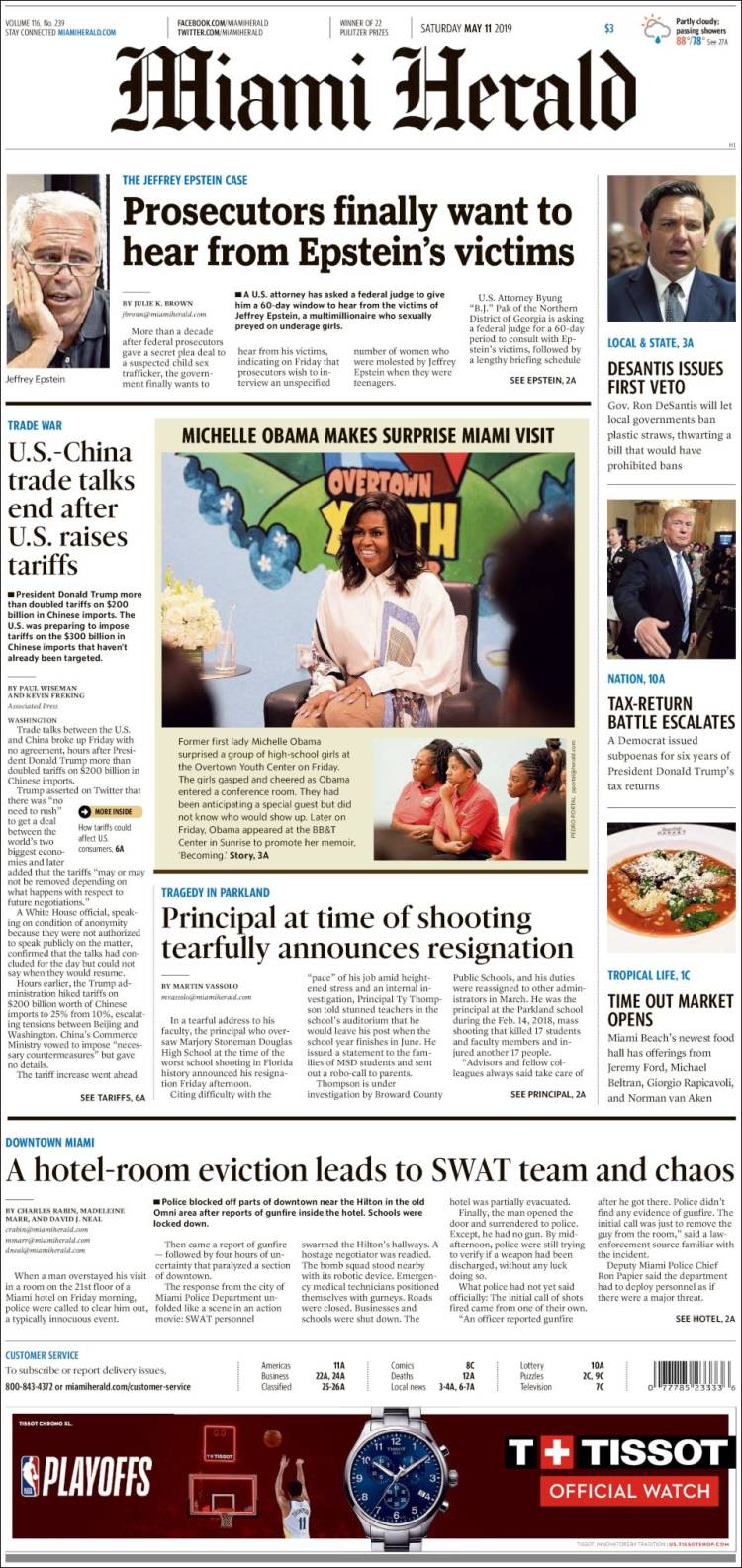 Portada de Miami Herald (USA)