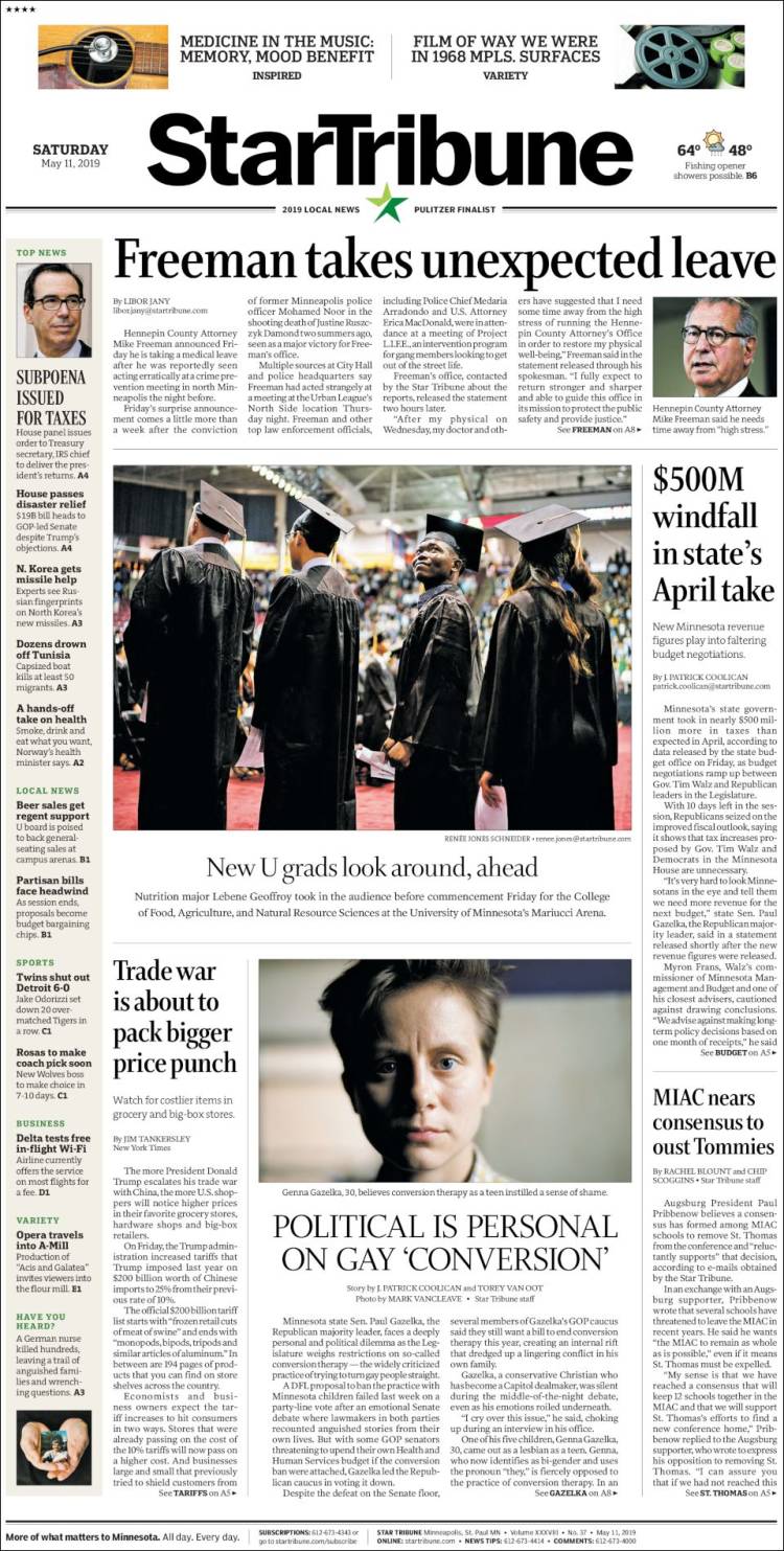 Portada de Star Tribune (USA)