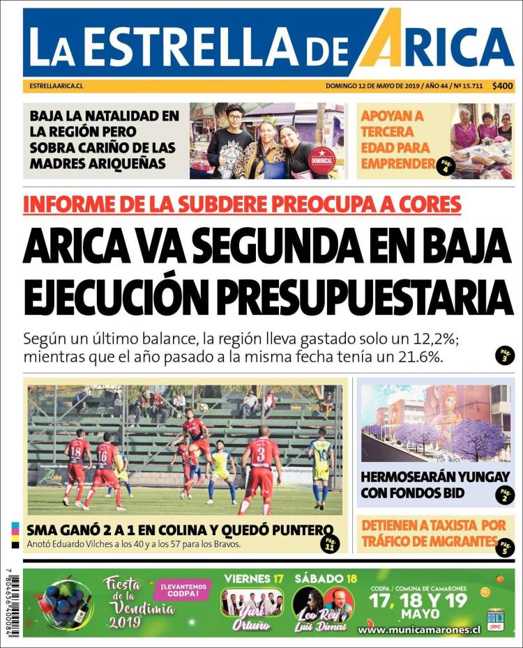 Portada de La Estrella de Arica (Chile)