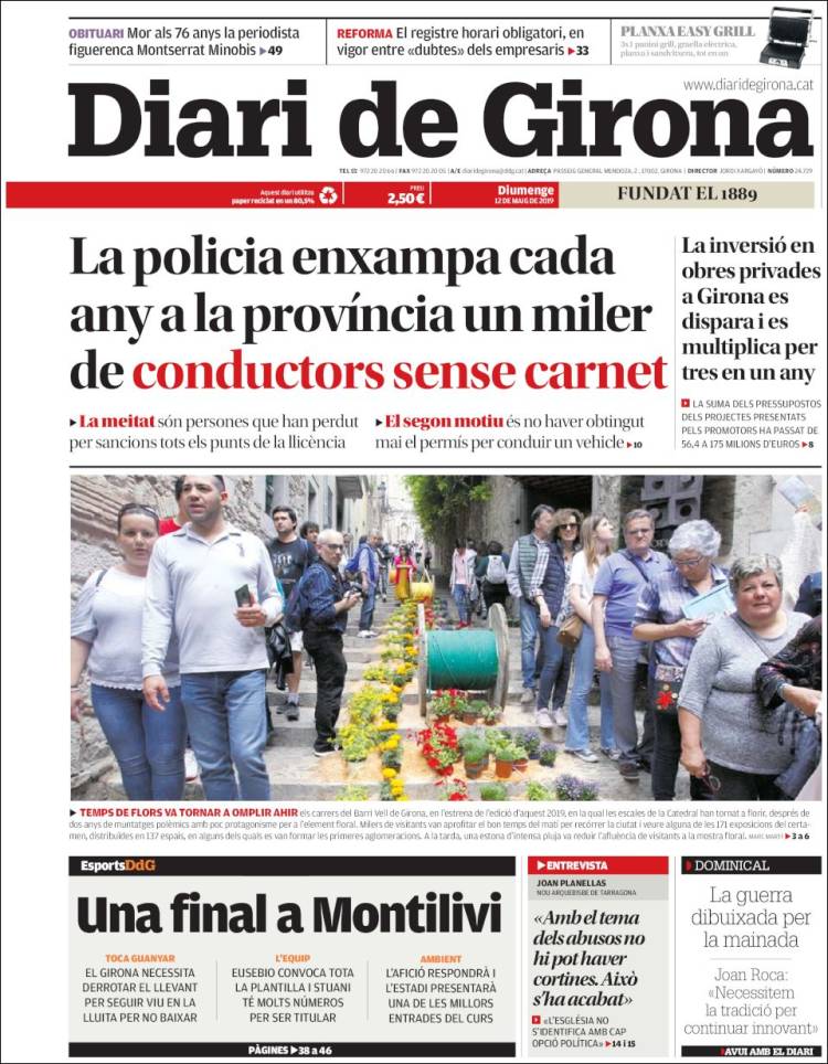 Portada de Diari de Girona (España)
