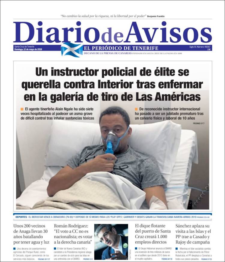 Portada de Diarios de Avisos (España)