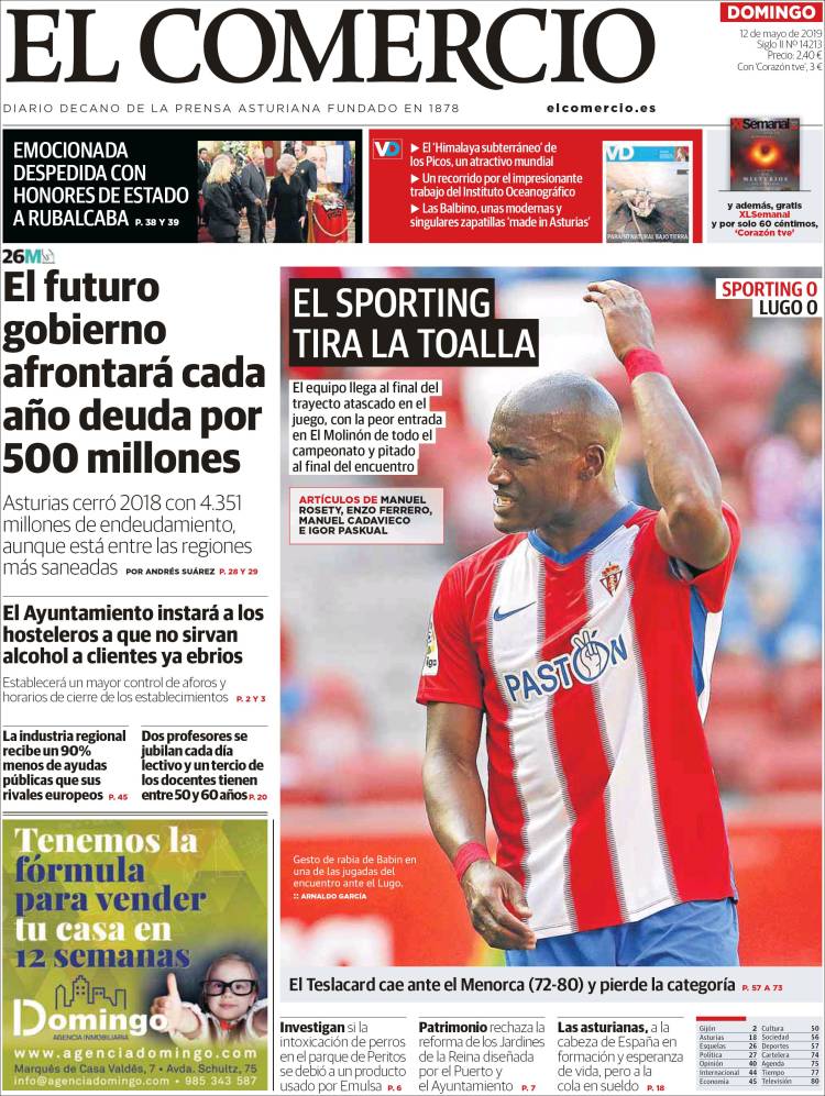 Portada de El Comercio - Gijón (España)