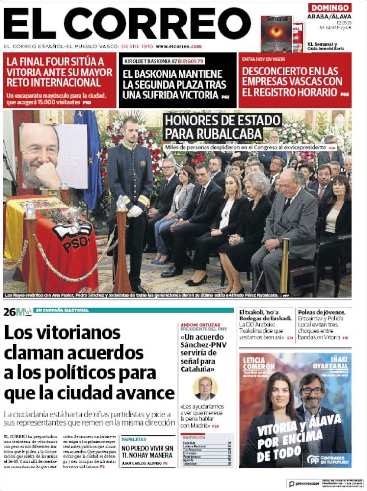 Portada de El Correo - Álava (España)