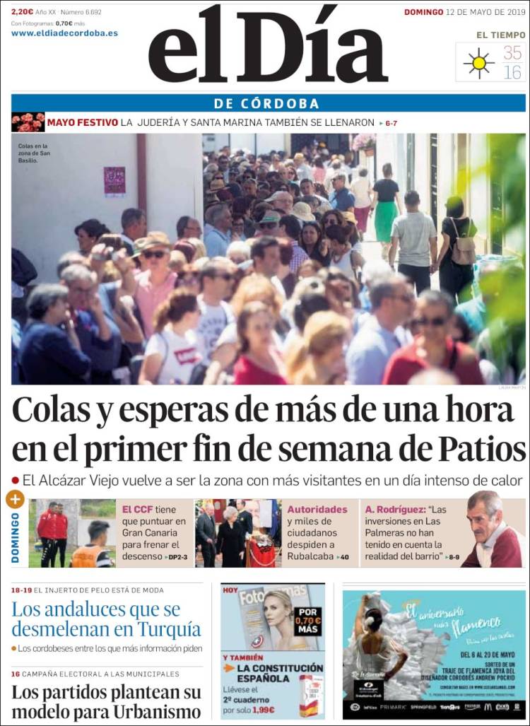 Portada de El Día de Córdoba (España)