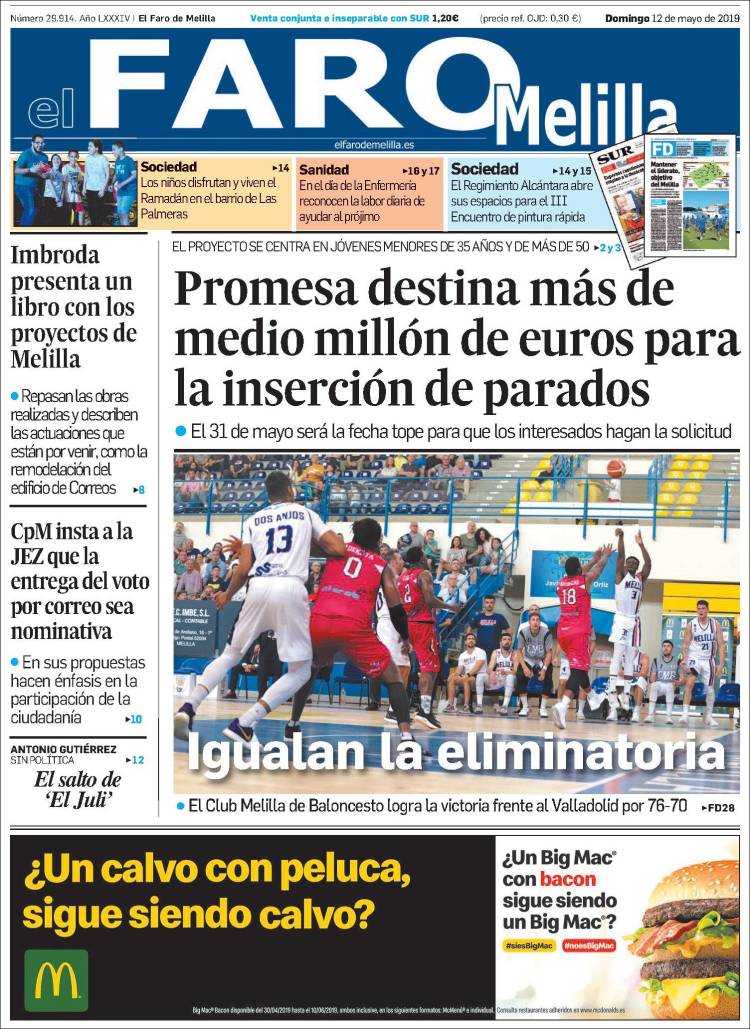 Portada de El Faro de Melilla (España)