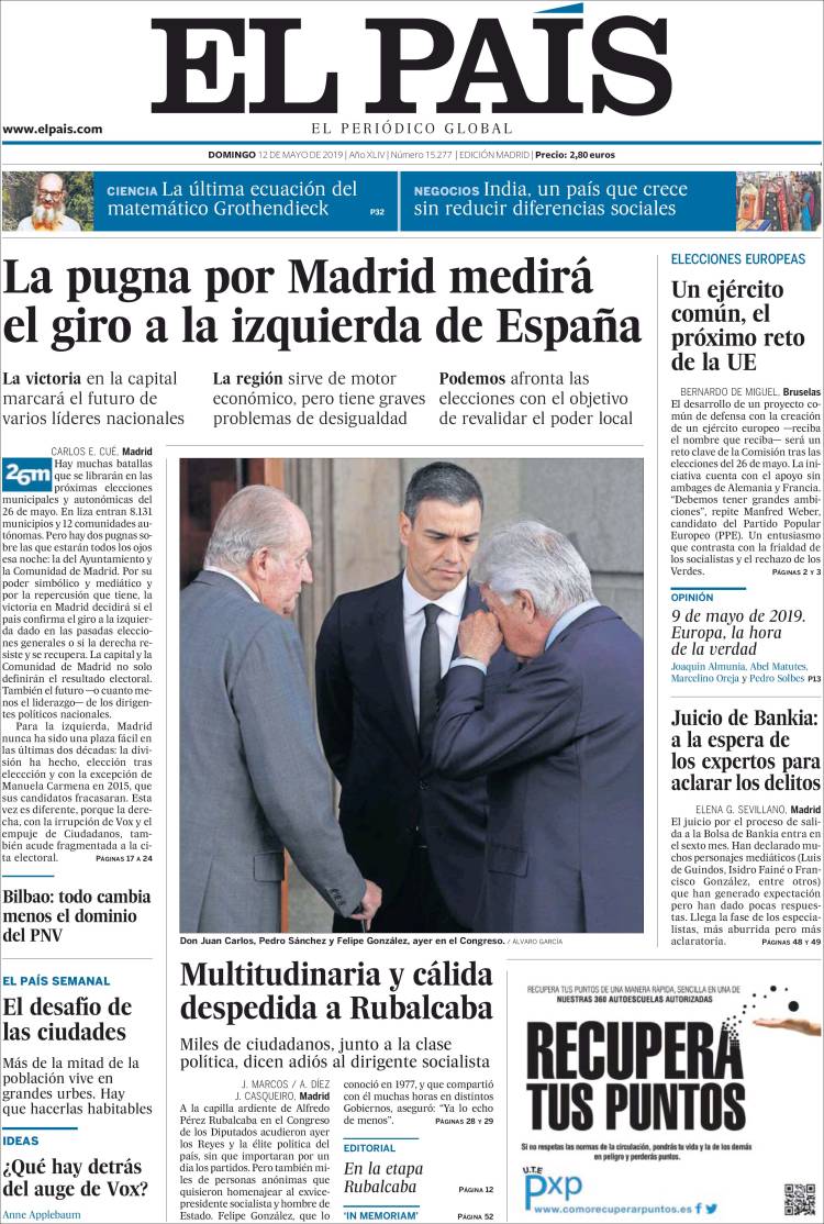Portada de El País (España)