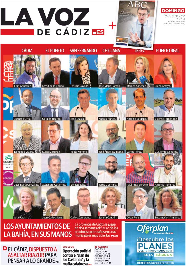 Portada de La Voz de Cádiz (España)