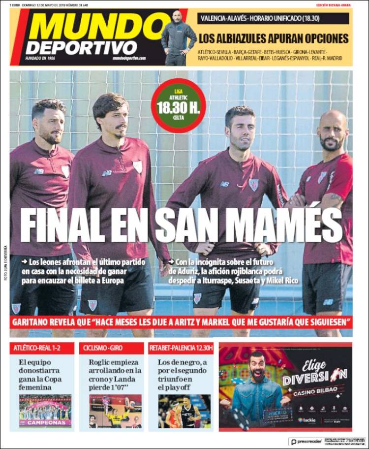 Portada de Mundo Deportivo Bizkaia (España)