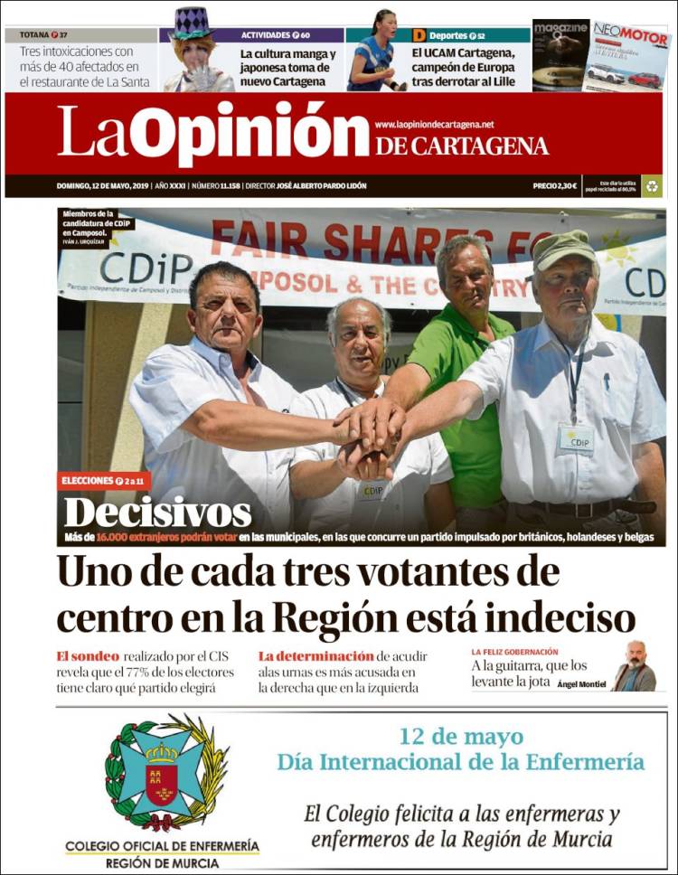 Portada de La Opinión de Murcia (España)