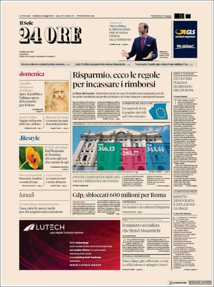 Portada de Il Sole 24 ORE (Italia)