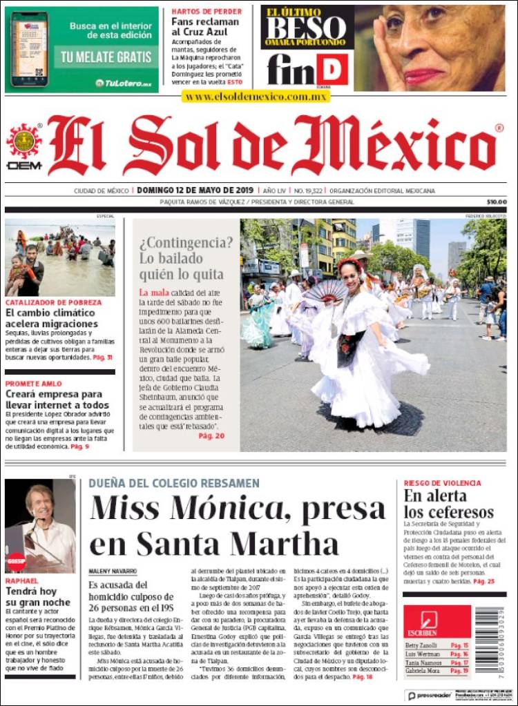 Portada de El Sol de México (México)