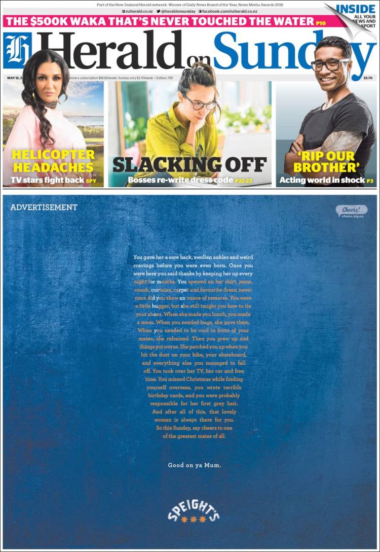 Portada de The New Zealand Herald (Nueva Zelanda)