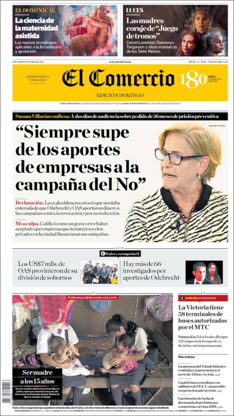 Portada de El Comercio (Per&uacute;)