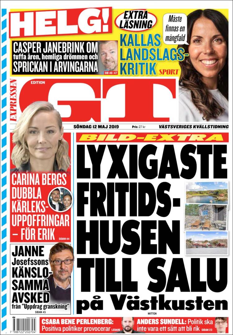 Portada de Göteborgstidningen (Suecia)