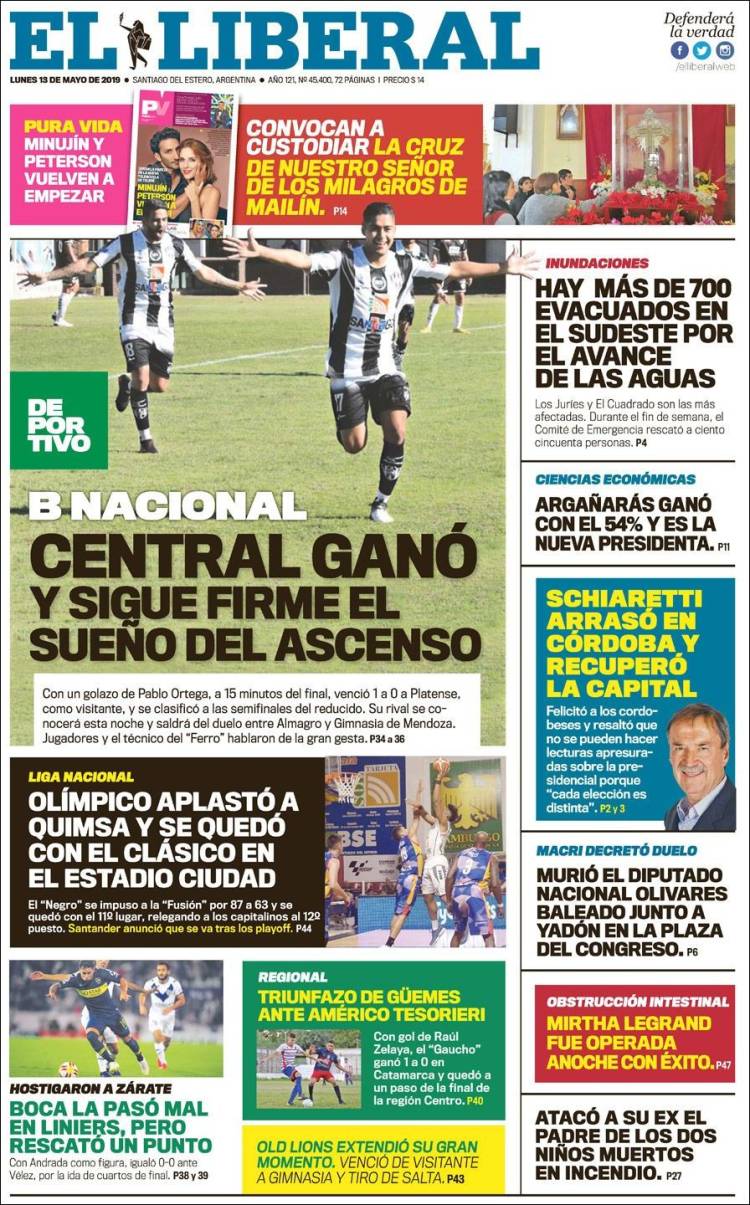 Portada de Diario El Liberal (Argentina)