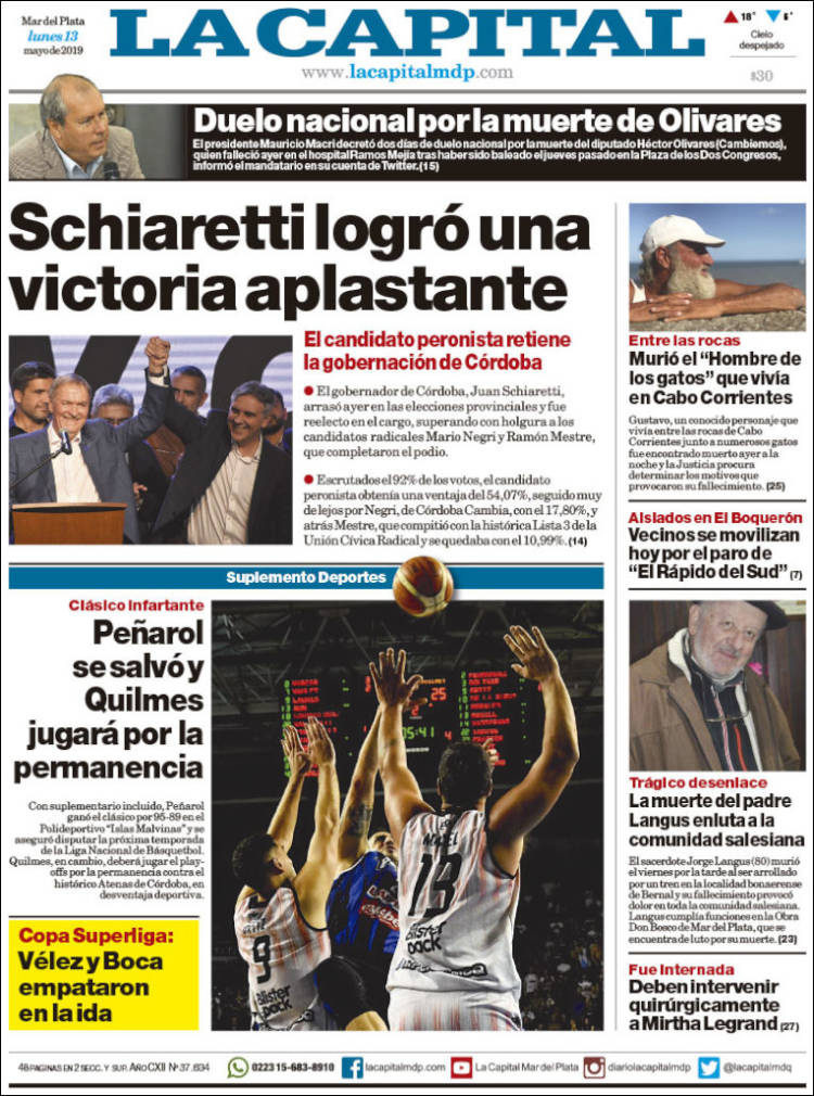 Portada de Diario La Capital - Mar del Plata (Argentina)