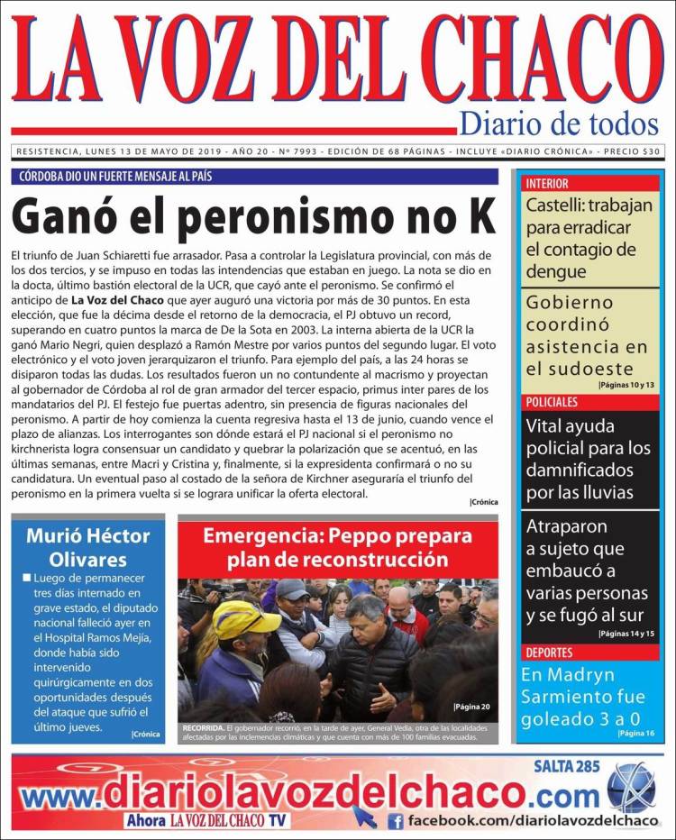 Portada de La Voz del Chaco (Argentina)