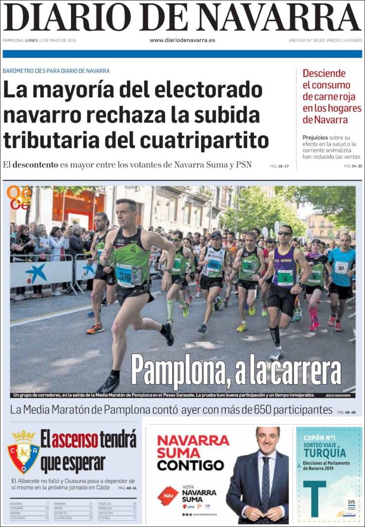 Portada de Diario de Navarra (España)