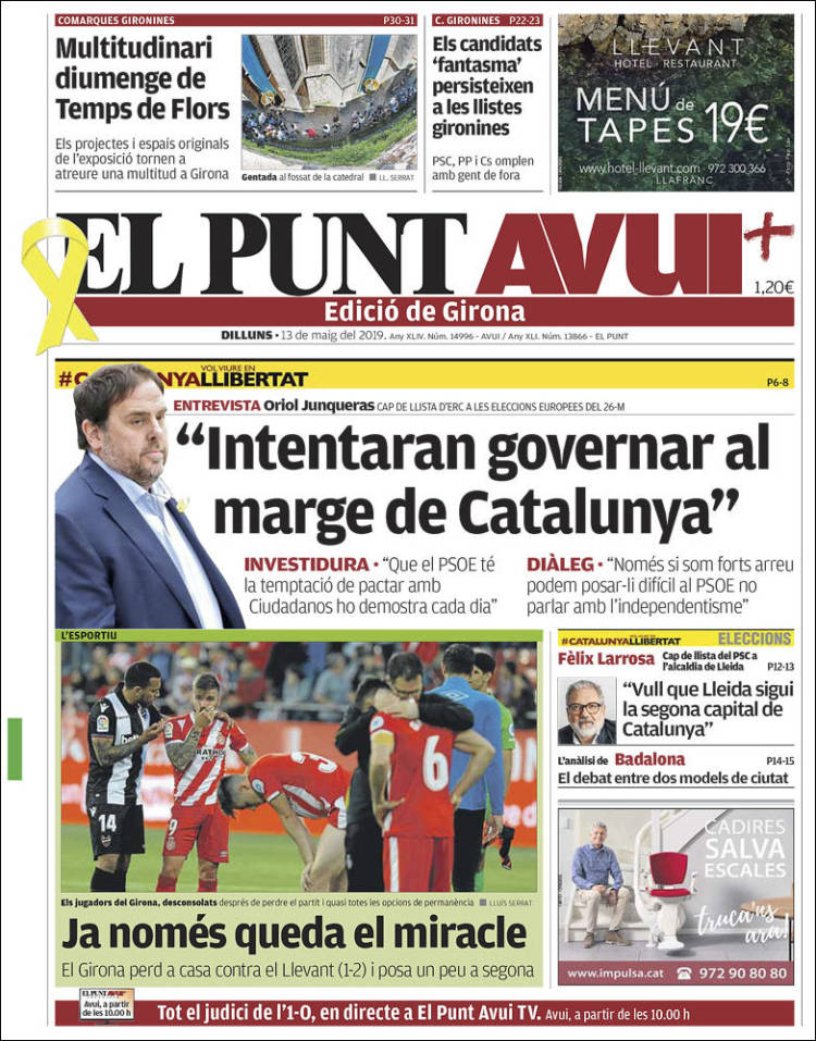 Portada de El Punt Avui - Girona (España)