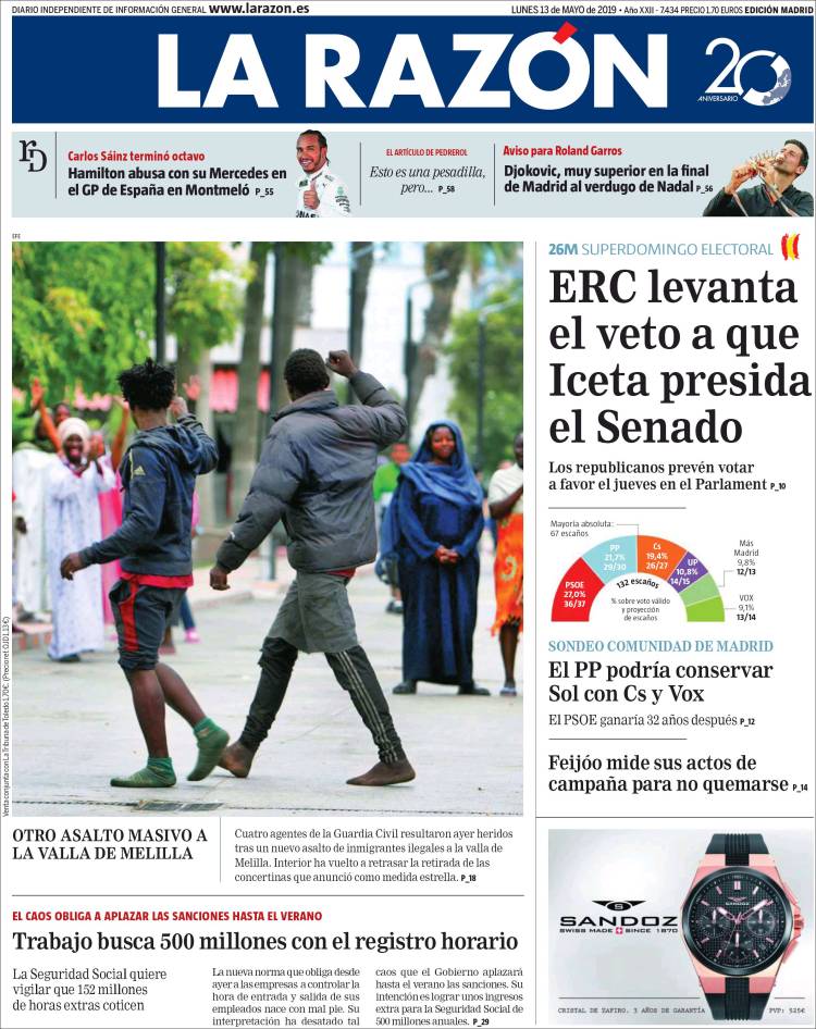 Portada de La Razón (España)