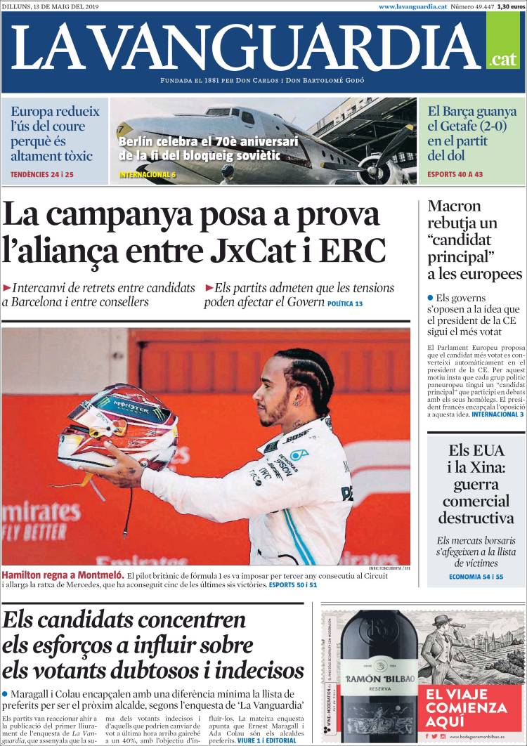 Portada de La Vanguardia (España)