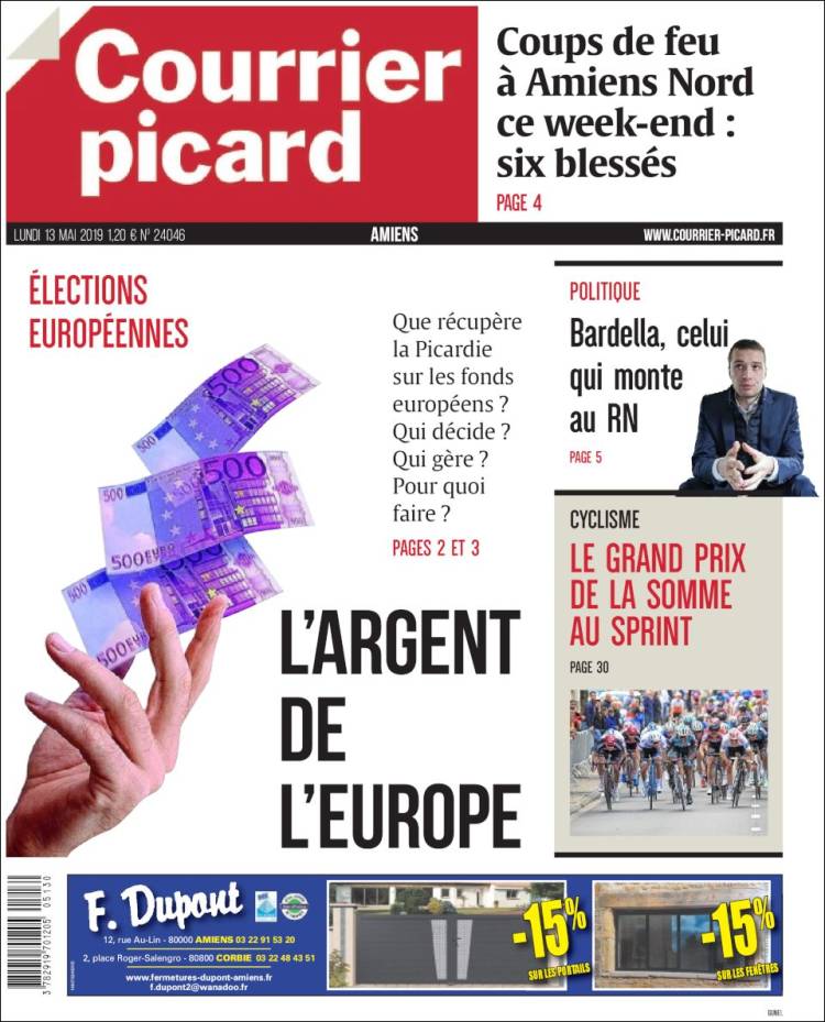 Portada de Courrier Picard (Francia)