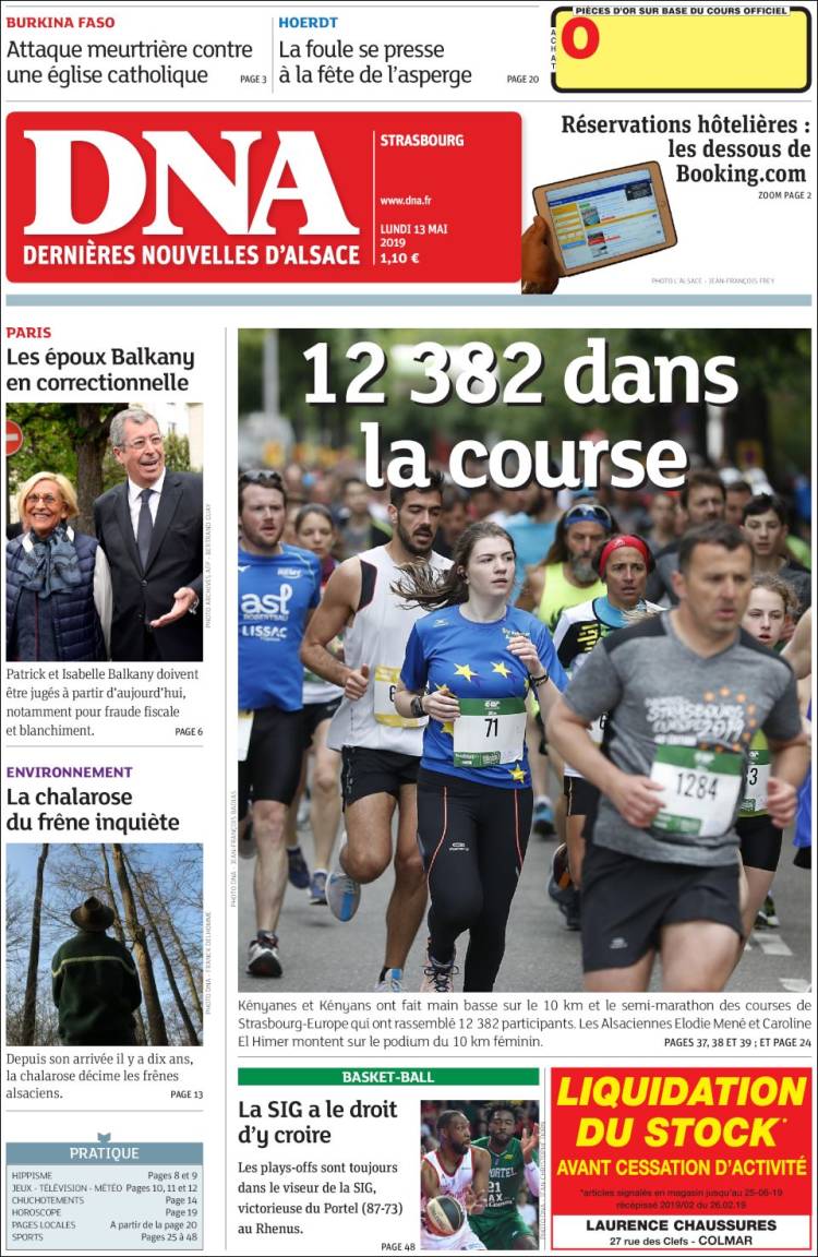 Portada de Les Dernières Nouvelles d'Alsace (Francia)