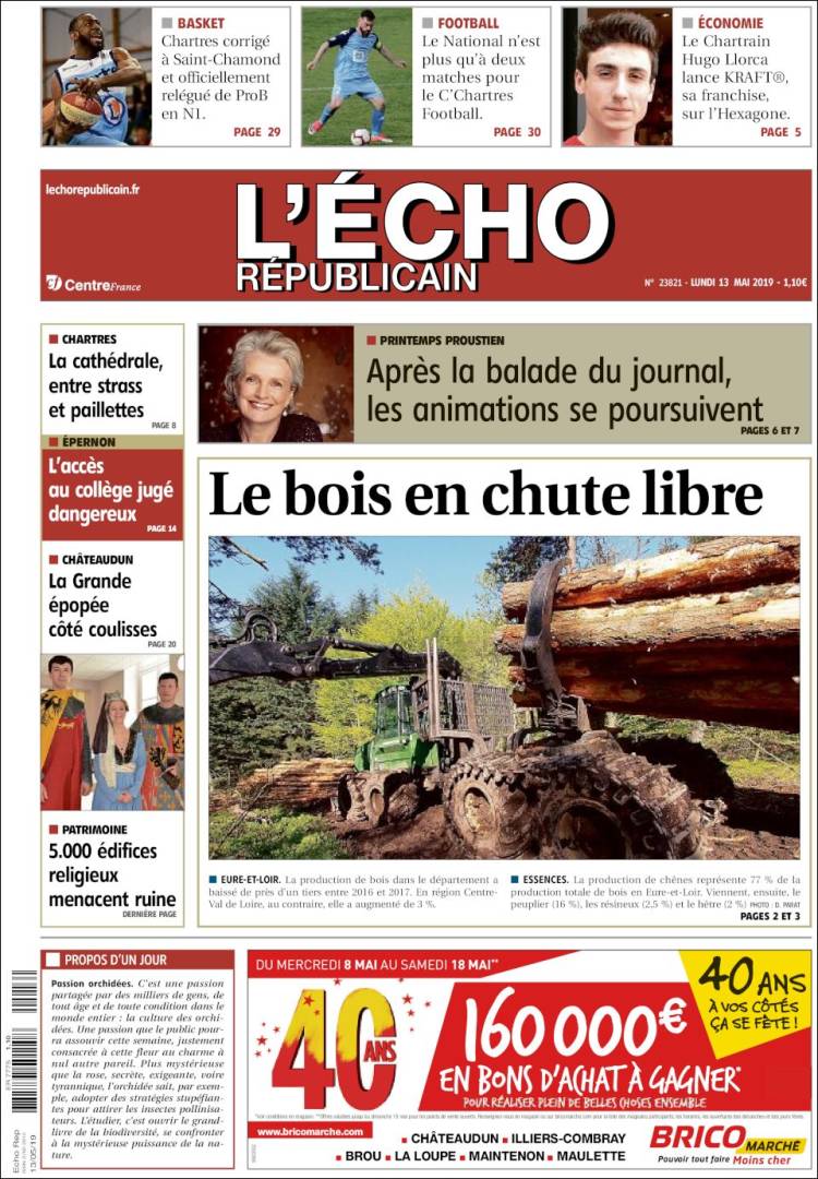 Portada de L'Echo Républicain (Francia)