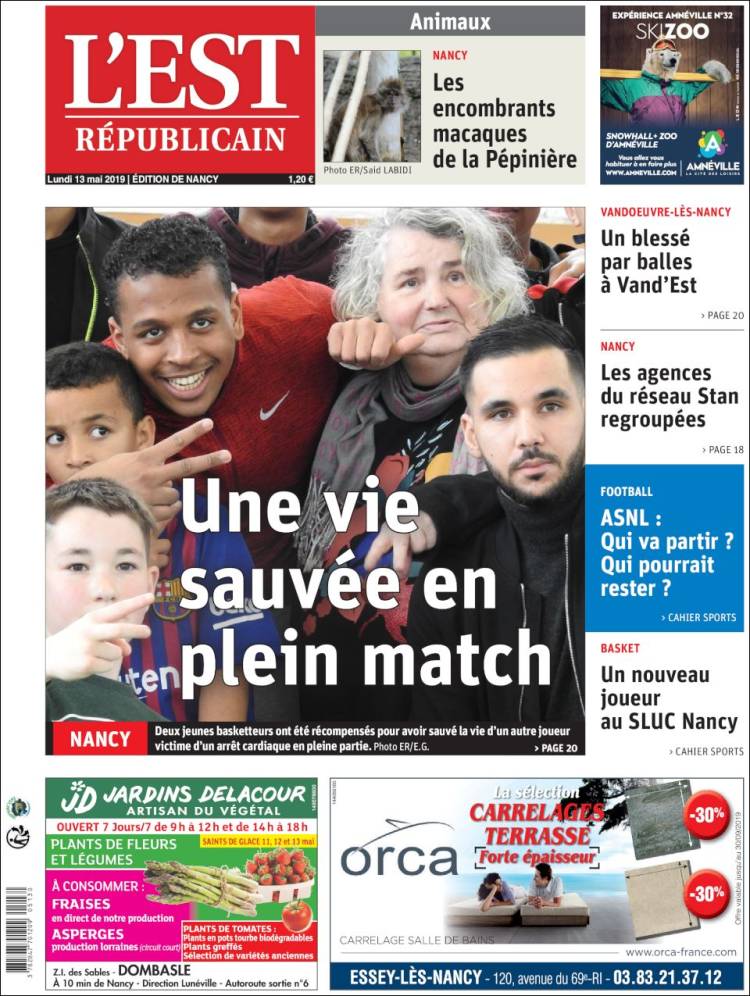 Portada de L'Est Republicain (Francia)