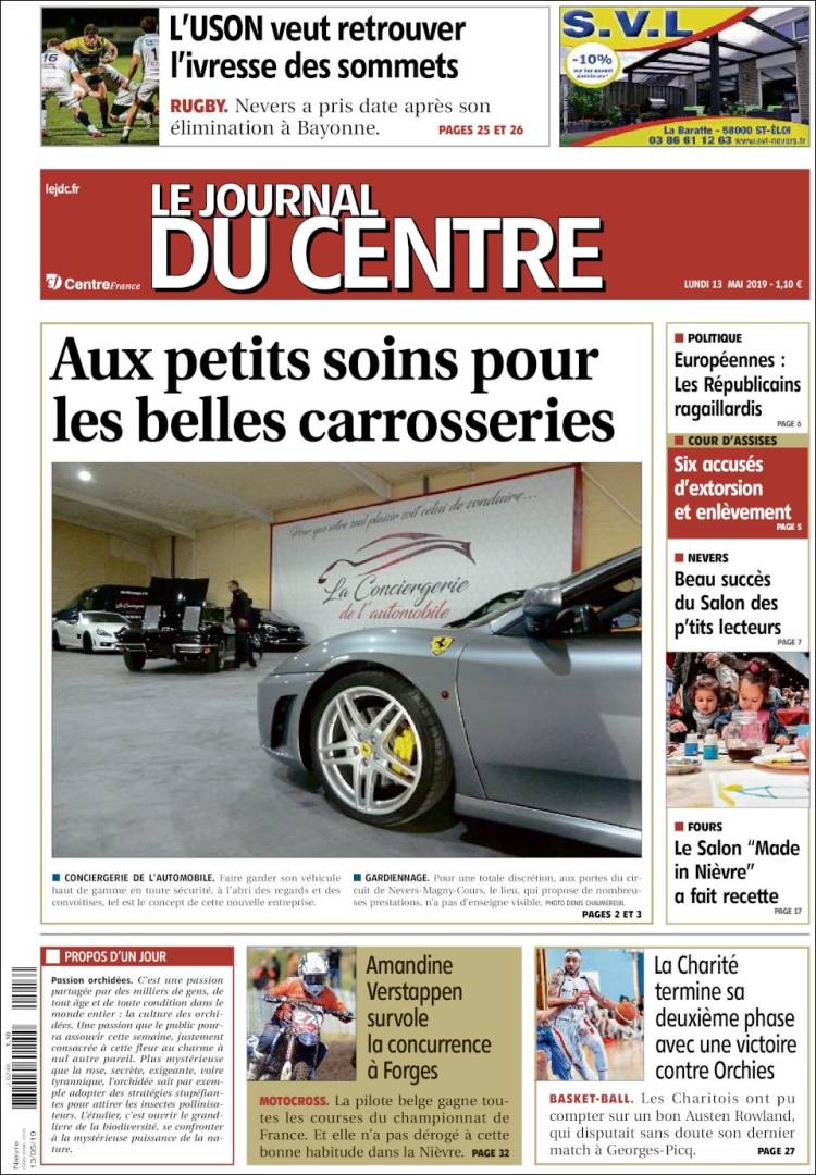 Portada de Le Journal du Centre (Francia)