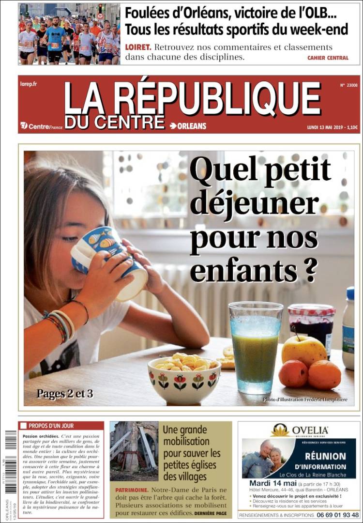 Portada de La République du Centre (Francia)