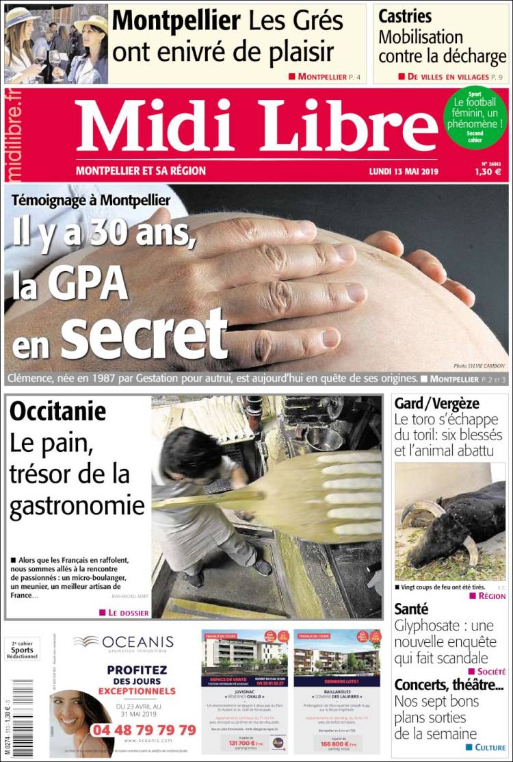 Portada de Midi Libre (Francia)