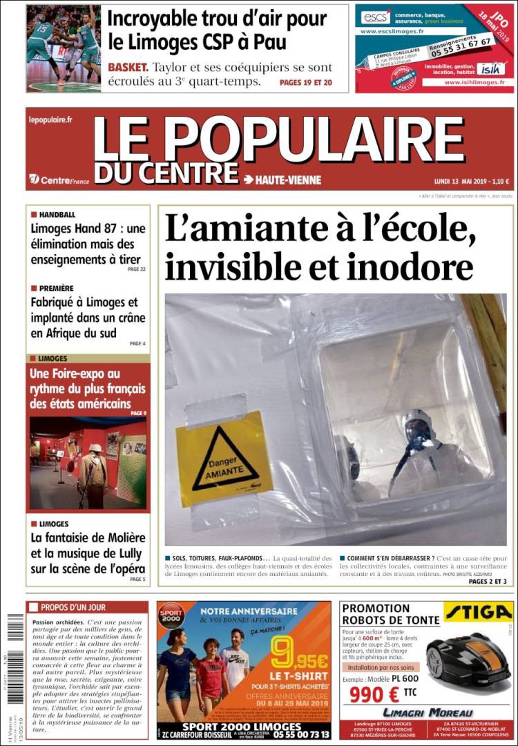 Portada de Le Populaire du Centre (Francia)