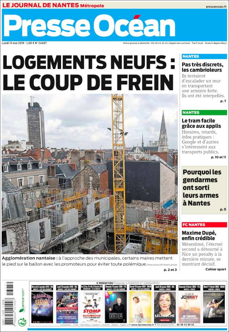 Portada de Presse Ocean (Francia)