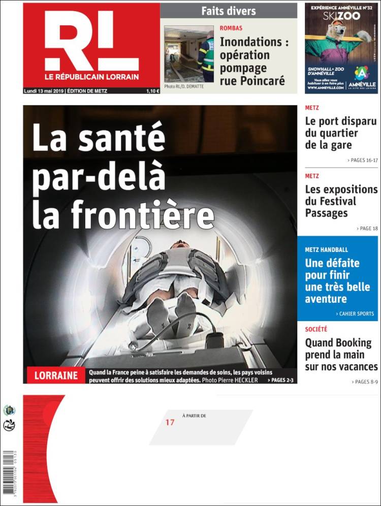 Portada de Le Republicain Lorrain (Francia)