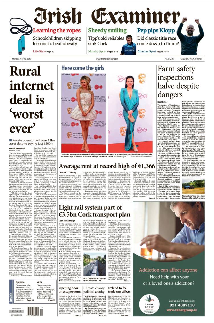 Portada de Irish Examiner (Irlanda)