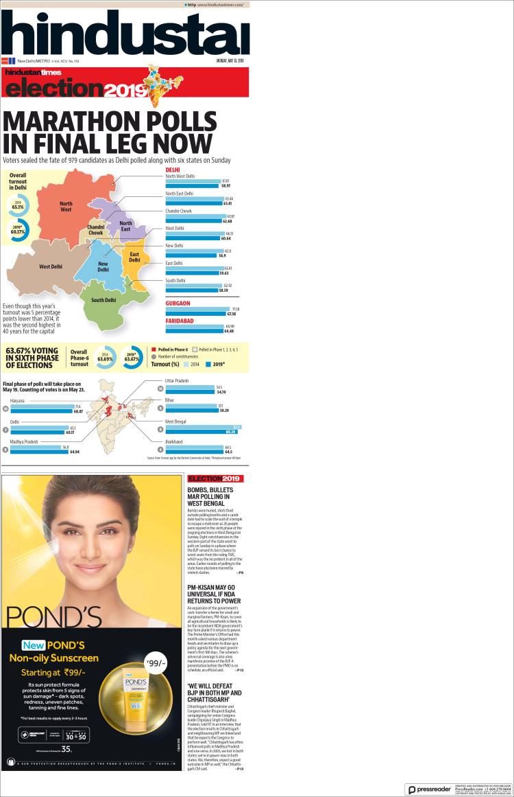 Portada de Hindustan Times (India)