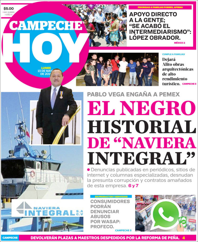 Portada de Campeche Hoy (México)