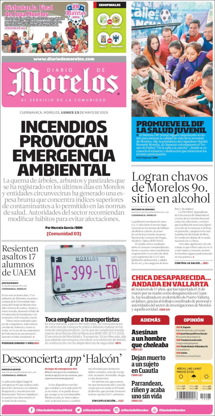 Portada de Diario de Morelos (México)