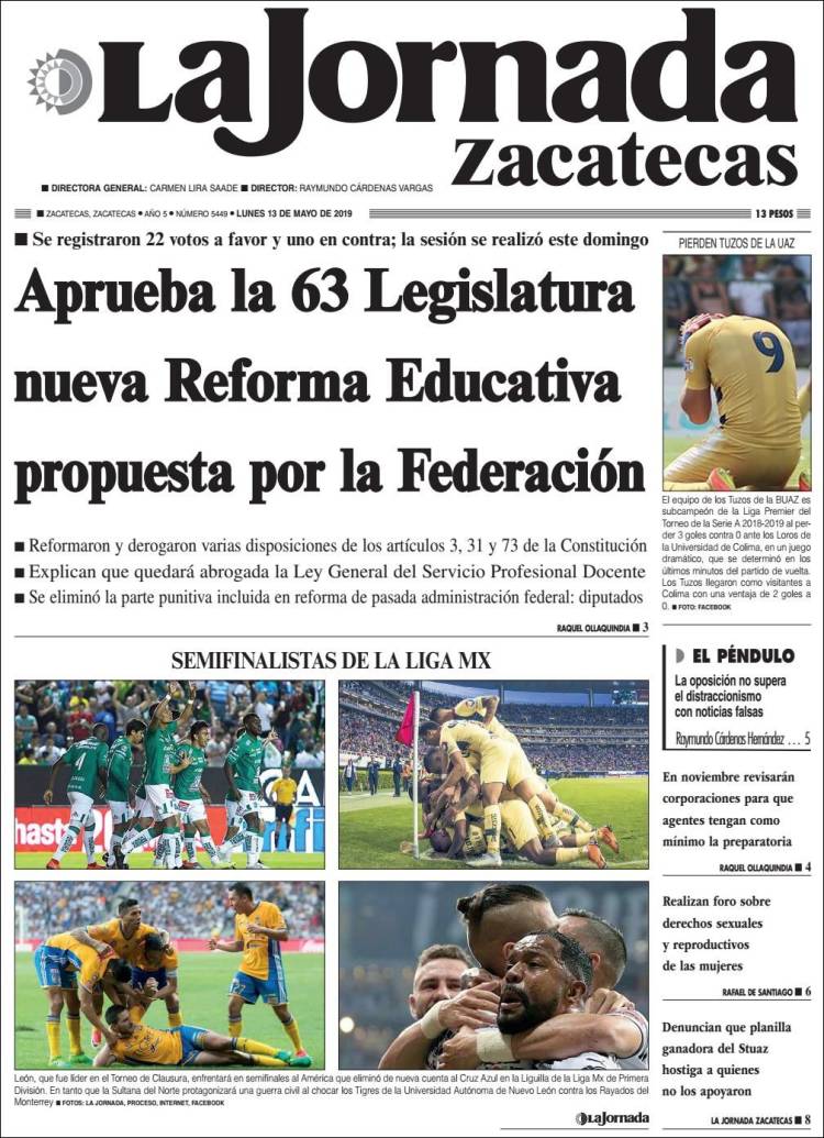 Portada de Jornada de Zacatecas (México)