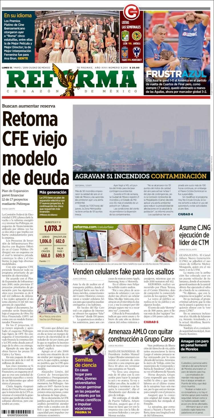 Portada de Reforma (México)