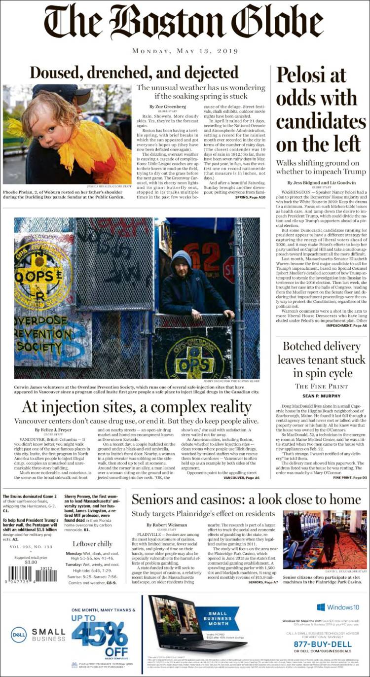 Portada de Boston Globe (USA)