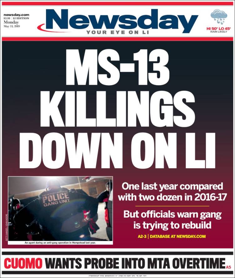 Portada de Newsday (USA)