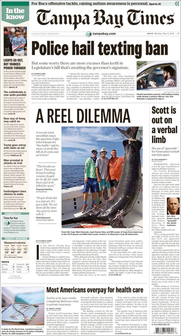 Portada de Tampa Bay Times (USA)