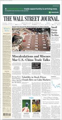 Portada de Wall Street Journal (USA)