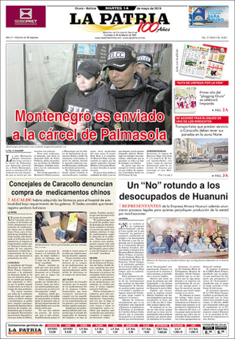 Portada de La Patria (Bolivia)